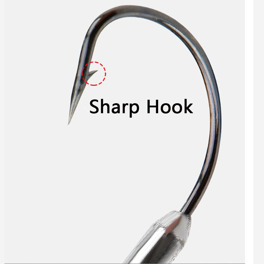 5pcs Soft Worm Lure 1/0# 2/0#  - огляд і ціна Fishing Hook Offset